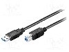 Cablu USB A mufa, USB B mufa, USB 3.0, lungime 1m, negru, Goobay - 95719