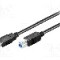 Cablu USB A mufa, USB B mufa, USB 3.0, lungime 0.5m, negru, Goobay - 95722