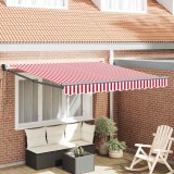 VidaXL Markiza retractabilă automată roșie și albă 300x250 cm