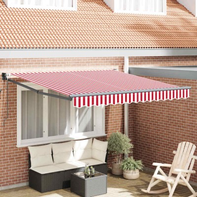 vidaXL Cortina Retractabilă Roșu și alb 350 x 250 cm țesătură 3330278 foto