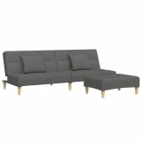 Canapea extensibila cu taburet, 2 locuri, gri inchis, textil