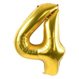 Balon Folie Aniversare Auriu Cifra 4, 80cm - Ropet, Decoratiune Petrecere Copii, Baloane Heliu/Aer, Zi de Nastere
