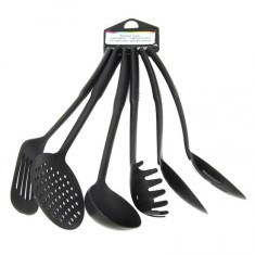 Set 6 ustensile pentru bucatarie,plastic,negru
