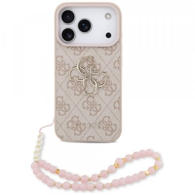 Husa pentru Apple iPhone 17 Pro Max, Guess, 4G Classic Logo with Strap, Roz foto