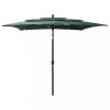 VidaXL Umbrelă de soare 3 niveluri, st&acirc;lp aluminiu, verde, 2,5x2,5 m