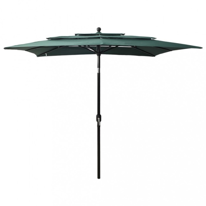 vidaXL Umbrelă de soare 3 niveluri, st&acirc;lp aluminiu, verde, 2,5x2,5 m