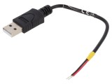 Cablu USB 2.0 A mufă 100mm, 22AWG, negru - Ideal pentru Raspberry Pi