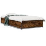 Gossi cadru de pat, stejar fumuriu, 75x190cm, lemn prelucrat si metal