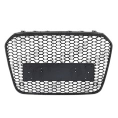 Grila masca fata AUDI A7 (4G), 11.2014-02.2018 model RS7,cu 2 gauri pentru Senzori de parcare (PDC); Negru stralucitor; fara emblema