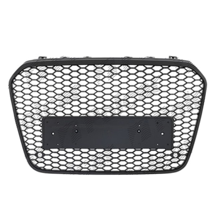 Grila masca fata AUDI A7 (4G), 11.2014-02.2018 model RS7,cu 2 gauri pentru Senzori de parcare (PDC); Negru stralucitor; fara emblema