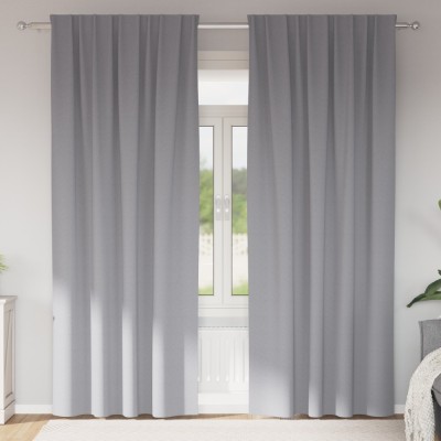 vidaXL Perdele cu perdele 2 pcs Gri deschis 260 x 140 cm Poliester foto
