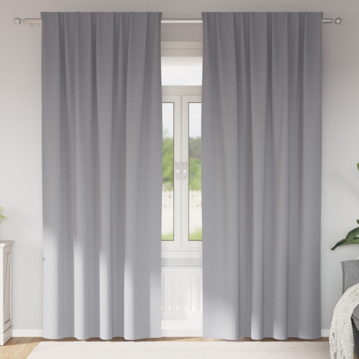 vidaXL Perdele cu perdele 2 pcs Gri deschis 260 x 140 cm Poliester