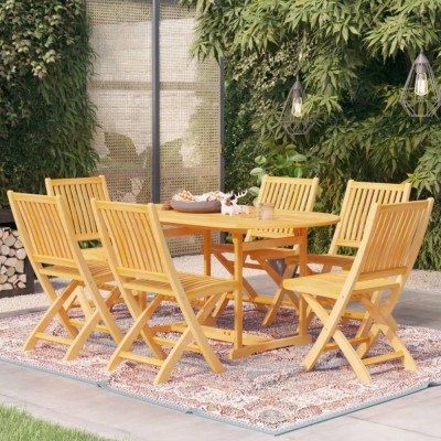 vidaXL Set mobilier de grădină, 7 piese, lemn masiv de tec 3059563 foto