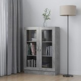 Gossi dulap cu vitrina, gri beton, 82,5x30,5x115 cm, lemn prelucrat
