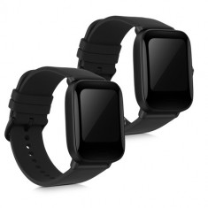 Set 2 curele pentru Huami Amazfit Bip U/Amazfit Bip U Pro, Kwmobile, Negru, Silicon, 57434.03