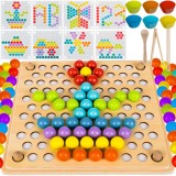 Puzzle mozaic din lemn cu bile colorate pentru copii Kruzzel