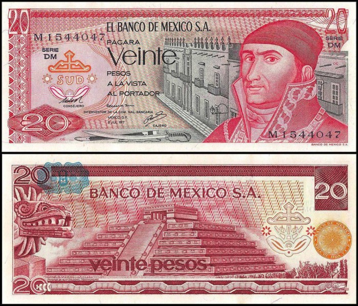 !!! MEXIC - 20 PESOS 1976 - P 64 d 4 - UNC / SERIA DK