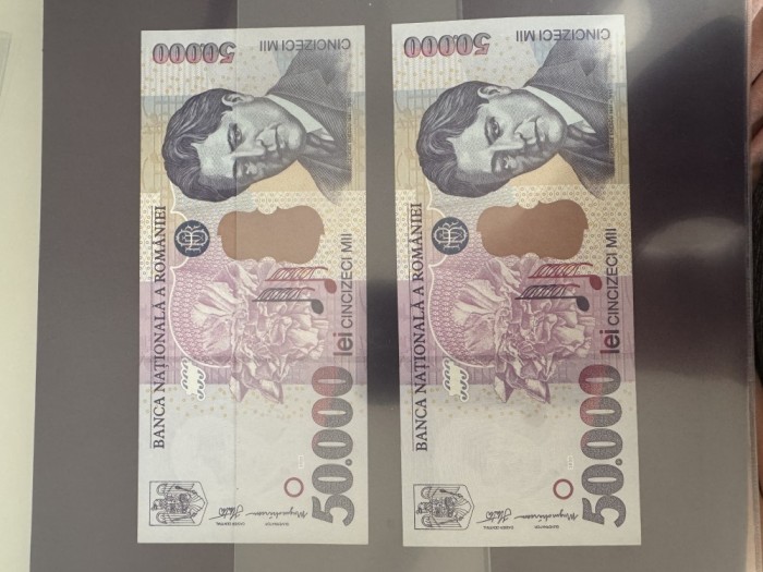 2x 50.000 lei 2000 perfect UNC consecutive