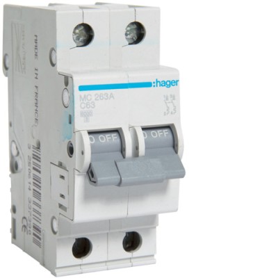 Siguranta automata 63A 2P Curba C 6ka Hager MC263A foto