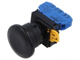 Comutator acționat prin apăsare 22mm 2NO neagră