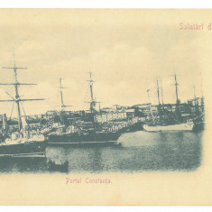 3048 - CONSTANTA, harbor, ships, Romania - old postcard - unused