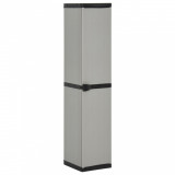 vidaXL Dulap Depozitare Gradina, 3 Rafturi, Gri/Negru, 34x40x168cm, Mobila Gradina, PP, PVC, Organizator Garaj, Balcon
