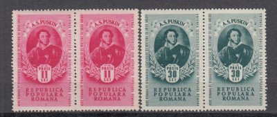 ROMANIA 1949 LP 254 A.S. PUSKIN PERECHE SERII MNH foto