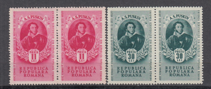 ROMANIA 1949 LP 254 A.S. PUSKIN PERECHE SERII MNH