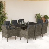 VidaXL Set mobilier grădină cu perne, 9 piese, gri, poliratan 3211885
