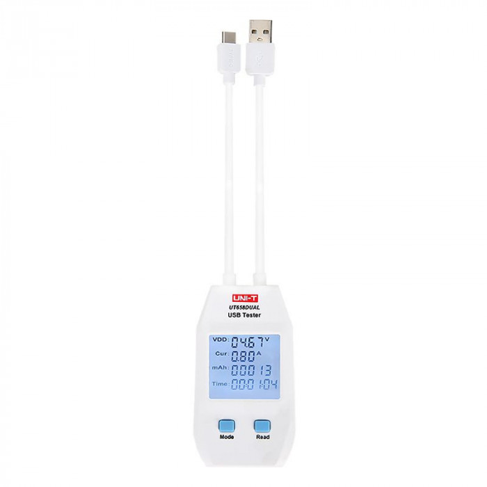 Tester USB UT658 Uni-T, afisaj LCD, 9999 mAh