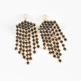 Cercei aurii tip cascada cu accente negre