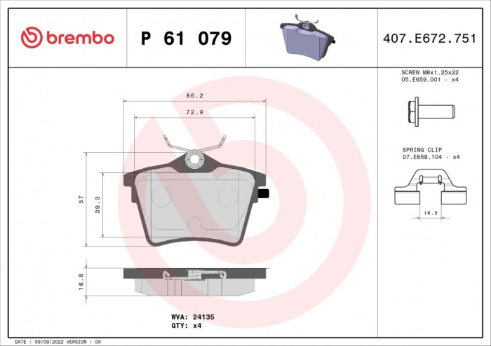 BREMBO P 61 079 PRIME LINE set placute frana,frana disc