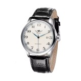 Cumpara ieftin Ceas barbatesc Winner CS1733, automatic, piele naturala, negru, cadran alb