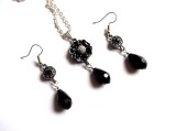 set colier si cercei cu cristale negre 37124