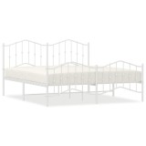 Cumpara ieftin Cadru pat metalic cu tablie de cap/picioare , alb, 183x213 cm