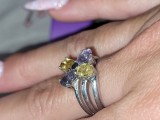 Inel rafinat argint 925 placat aur alb cu safire multicolore!