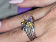 Inel rafinat argint 925 placat aur alb cu safire multicolore!