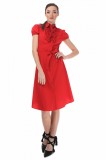 Rochie rosie tip camasa, cu maneca scurta, 36, 38, 40, 42, 44, Rosu, T&#039;esha