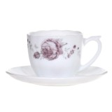 Set 6 Cesti Cafea 6 Farfurii Opal Alb 190ml Eljado Shamiram DNC43078