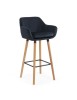 Scaun Bar Catifea ABS 1271, Spatar, Suport Picioare, Cadru Lemn Fag, Fix, Gri/Verde/Roz, H=99cm, 110 kg