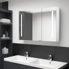VidaXL Dulap de baie cu oglindă și LED, alb strălucitor, 89x14x62 cm