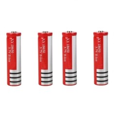 Set 4 baterii reincarcabile (acumulatori) Li-ion, 6800 mAh, 3.7 V, GH 18650 rosu