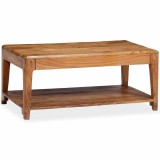 Masuta cafea lemn masiv acacia vidaXL 88x50x38 cm, maro, cu raft, rustic, living