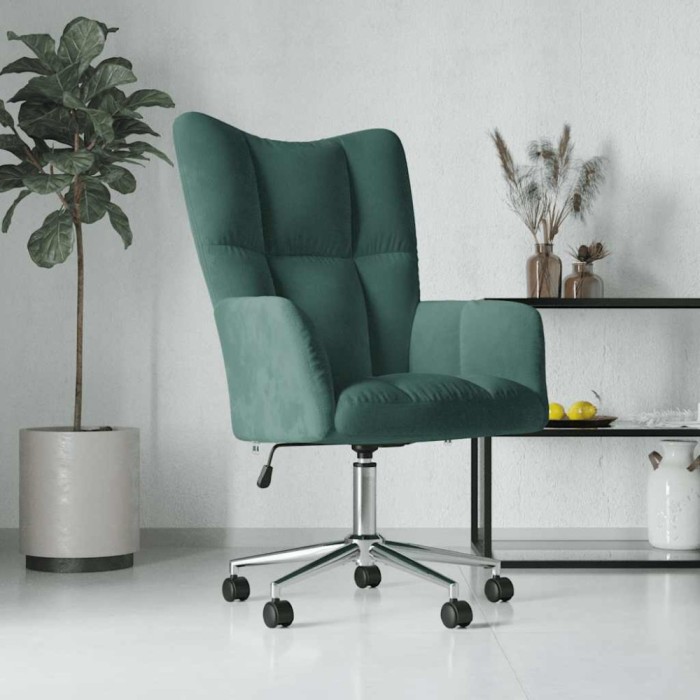 vidaXL Scaun de relaxare, verde &icirc;nchis, catifea