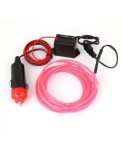 Fir neon auto electroluminiscent El Wire 3m cu lumina Roz cu droser si mufa bricheta