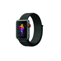 Curea compatibila Apple Watch, 42/44mm, nylon, negru foto