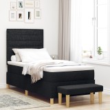 vidaXL Pat cu somieră cu saltea &amp; banchet negru 100x200 cm țesătură