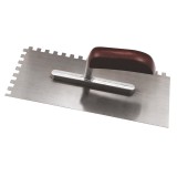 Cumpara ieftin Gletiera inox cu zimti, maner din lemn, 130 x 280 mm