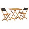 Set mobilier bistro, 3 piese, negru, polipropilena lemn masiv