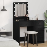 Masă de toaletă cu lumini LED, stejar negru, 50x41x135 cm